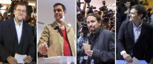 Da sin: Mariano Rajoy, Pedro Sanchez, Pablo Iglesias, Albert Rivera ANSA/ EPA