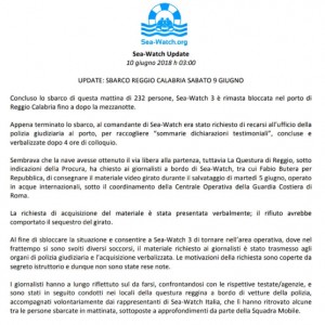 ong comunicato sea watch