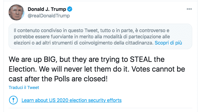 Twitter trump censura elezioni
