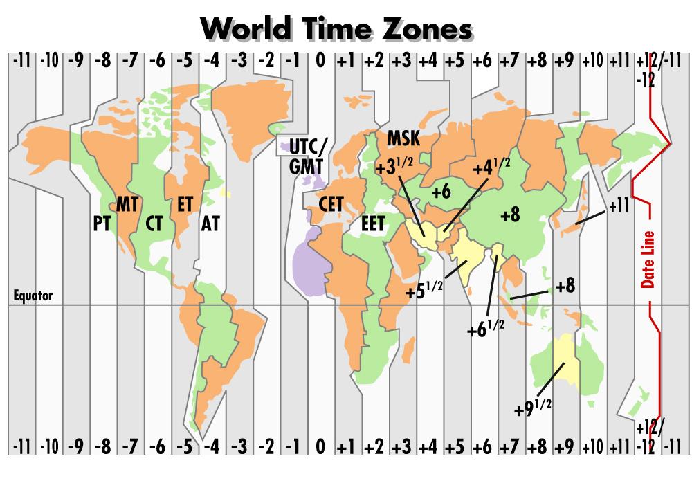Gtm 7. Карта часовых поясов. Часовые пояса GMT. UTC карта времени.