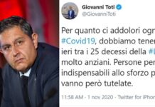 Toti e gli “anziani non indispensabili”. Bufera sul tweet del governatore ligure, poi le scuse Toti, governatore