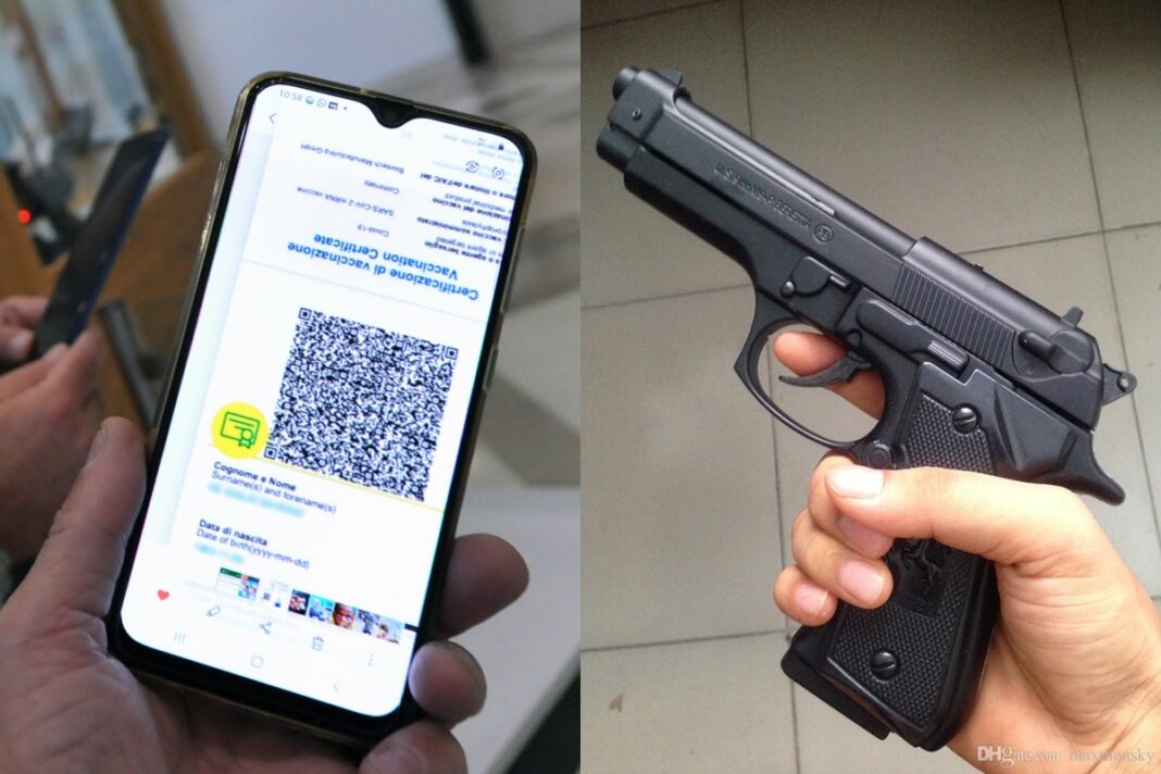pistola green pass spara buttafuori