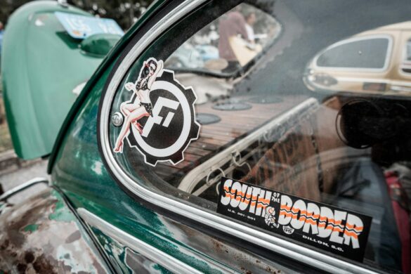 stickers on vintage volkswagen beetle