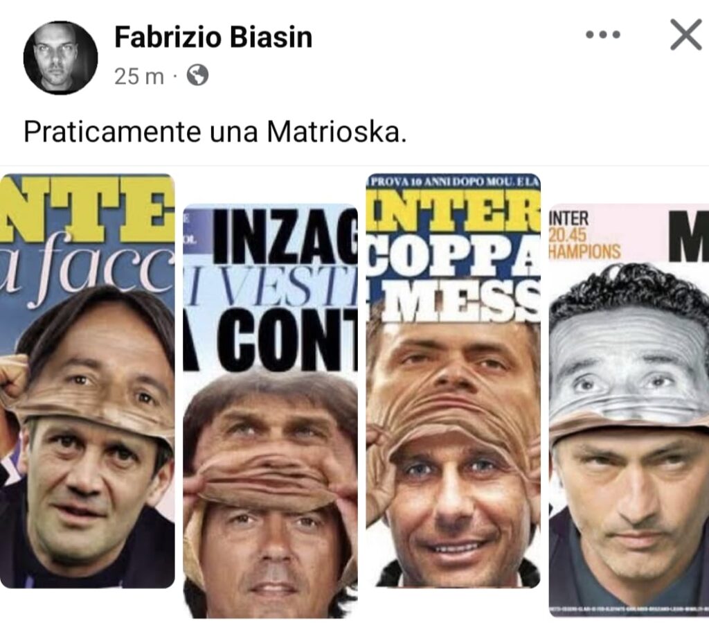 inter la matrioska di fabrizio biasin ci ha fatto sorridere ma soprattutto riflettere