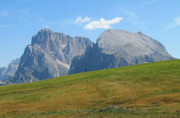 majestic dolomites overlooking alpe di siusi landscape