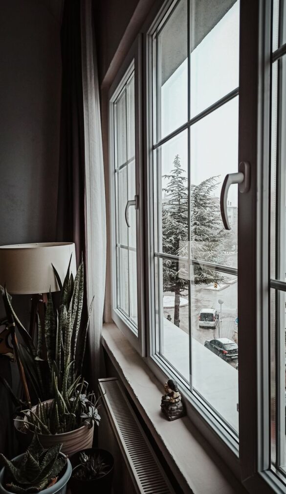 cozy indoor scene with winter window view