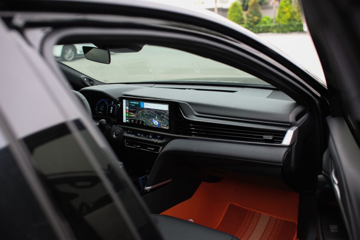 modern car interior with gps screen display